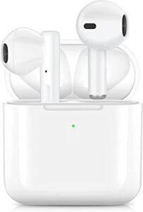 j no’el wireless headphones, wireless bluetooth 5.1 earbuds noise cancellation in-ear built-in mic with charging case for iphone/samsung/android/ios(white)