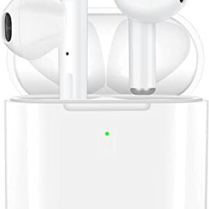J No'el Wireless Headphones, Wireless Bluetooth 5.1 Earbuds Noise Cancellation in-Ear Built-in Mic with Charging Case for iPhone/Samsung/Android/iOS(White)