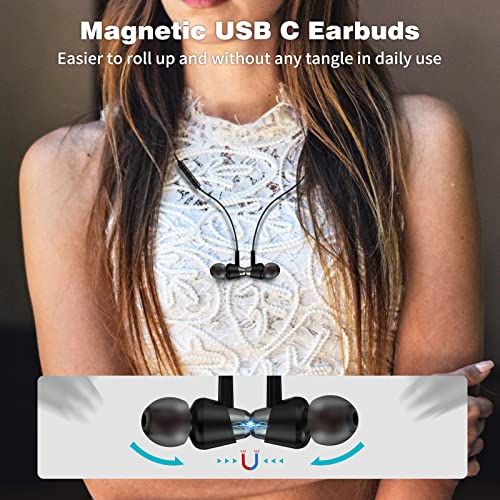 ACAGET USB C Earbuds for Galaxy S23 Ultra, Wired USB Type C Headphones with Mic Noise Cancelling Setero Earphones Magnetic in-Ear Headset for Samsung A53 S22 Plus S21 FE Pixel 7 6A OnePlus 11 10 Pro 9