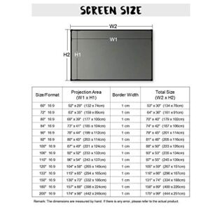 LIRUXUN Ambient Light Rejecting ALR 80 90 100 120 133 Inch Fixed Thin Frame Projector Screen for Home Theater Projection (Size : 150 inch)