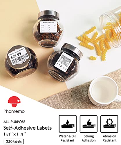 [3x230 pcs] Phomemo Labels for M110/M220/M221, 1.57'' x 1.18' (40 x 30mm), Original, Square, White, 230 Labels/Roll, 3 rollls, Multi-Purpose Self-Adhesive Thermal, Also Made for Phomemo M120/M200