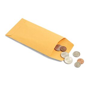 Blue Summit Supplies 500#7 Coin Envelopes, Gummed Seal, 28 lb Brown Kraft Coin Envelopes, for Holding Coins and Keys, Number 7 Size, 3 1/2” X 6 1/2”, 500 Pack