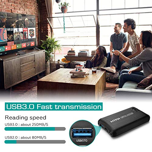 1080P USB3.0 HDMI Media Player with AV Cable Support 2.5" SATA HDD with HDMI/AV/Coaxial Output, Portable MP4 Player for Videos/Music/Photos from USB Drive/SD Card/Internal or External HDD