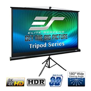 Elite Screens Tripod Series, 100-INCH 16:9, Portable Pull Up Home Movie/Theater/Office Projector Screen, 8K/ULTRA HD, 2-YEAR WARRANTY, T100UWH, Black