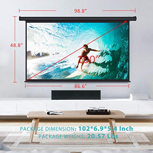 VIVOHOME 100 Inch Electric Motorized Projector Screen with Remote, 16:9 8K 4K Ultra HD Widescreen for Movie Home Theater Cinema Office Video Game