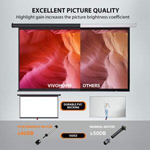 VIVOHOME 100 Inch Electric Motorized Projector Screen with Remote, 16:9 8K 4K Ultra HD Widescreen for Movie Home Theater Cinema Office Video Game