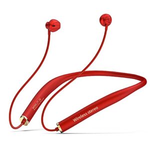 bluetooth headphones wireless earbuds neckband with mic noise cancelling wireless headset 400 hours standby timefor sports (tomato red)