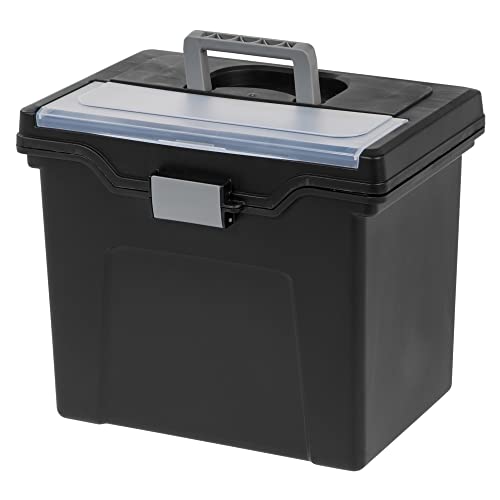 Office Depot Large Mobile File Box, Letter Size, 11 5/8in.H x 13 3/8in.W x 10in.D, Black/Silver, 110987