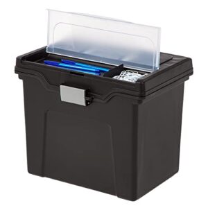 Office Depot Large Mobile File Box, Letter Size, 11 5/8in.H x 13 3/8in.W x 10in.D, Black/Silver, 110987
