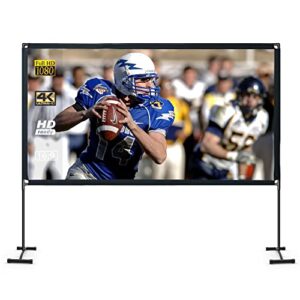 OWLENZ 100" New Upgraded Stand Projector Screen 16:9 4K HD Front Projection Portable Movie Screen with Storage Carrying Bag for Outdoor Indoor Use