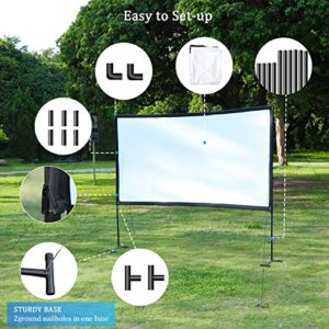 OWLENZ 100" New Upgraded Stand Projector Screen 16:9 4K HD Front Projection Portable Movie Screen with Storage Carrying Bag for Outdoor Indoor Use