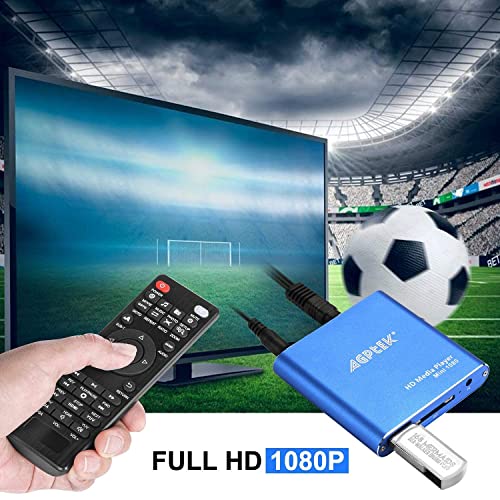 HDMI Media Player with Original AV Cables, Blue Mini 1080p Full-HD Ultra HDMI Digital Media Player for -MKV/RM- HDD USB Drives and SD Cards