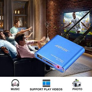 HDMI Media Player with Original AV Cables, Blue Mini 1080p Full-HD Ultra HDMI Digital Media Player for -MKV/RM- HDD USB Drives and SD Cards