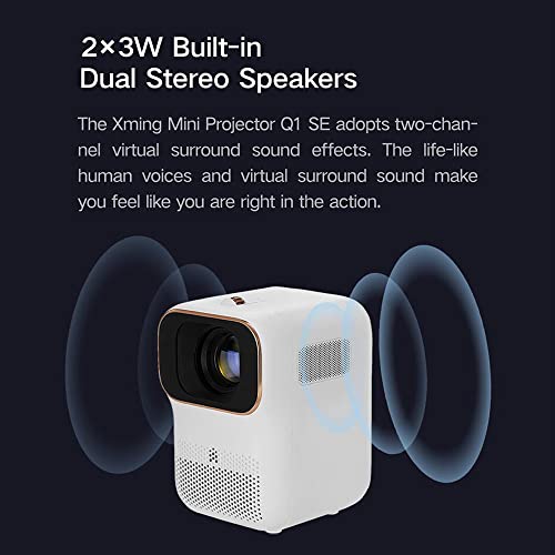 Xming Q1 SE Smart Heyup Boxe Projector, 2023 New Mini 1080P Portable Movie Projector for Livingroom with WiFi and Bluetooth, Video Projector with iOS Android HDMI USB PS4 Xbox and Remote Control