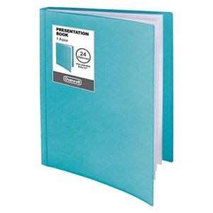 dunwell binder with plastic sleeves 24-pocket – presentation book 8.5×11 (aqua), portfolio folder with 8.5 x 11 sheet protectors, displays 48 pages letter size papers, acid free archival quality