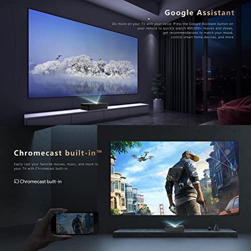 ChangHong B8U Laser 3D TV Projector | Native 4K Ultra HD | 0.21 Ultra Short Throw | RGB+ 2300 ANSI Lumens | Dolby Audio DTS HD Speaker | MT9629 2GB+32GB | Android TV 11.0 OS