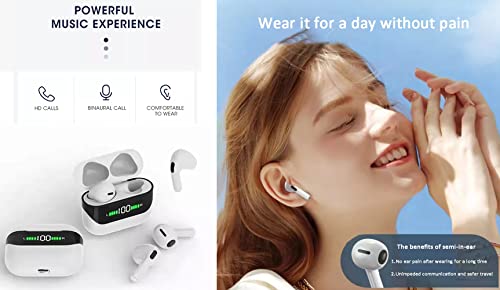 AD Pro3 Earpods Wireless Airdots Bluetooth 5.3 Multi-Function Touch Earbuds Microphone Auto Pairing Earphone Battery Display Charging Headset Voice Assistant Deep Bass Stereo Sound (Black)