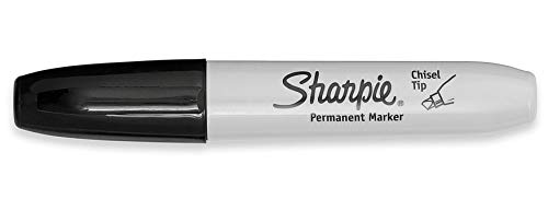 Sharpie Chisel Tip Permanent Markers; Proudly Permanent Ink Marks On Paper, Plastic, Metal, and Most Other Surfaces; Remarkably Resilient Ink Dries Quickly and Resists; Black; Pack of 12 (38201)