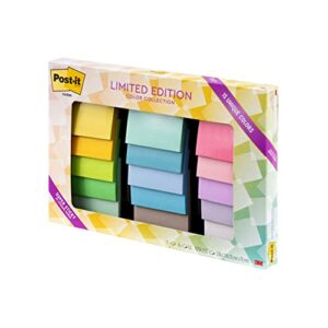 Post-it Super Sticky Notes, Limited Edition Color Collection, 3x3 in, 15 Pads/Pack, 45 Sheets/Pad (654-15SSALL)