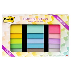 Post-it Super Sticky Notes, Limited Edition Color Collection, 3x3 in, 15 Pads/Pack, 45 Sheets/Pad (654-15SSALL)