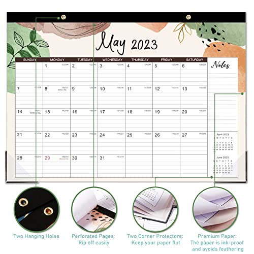 Desk Calendar 2023-2024 - Mar. 2023 - Aug. 2024, 18-Month Desk/Wall Calendar 2023-2024,16.8" x 12", Thick Paper, Calendar 2023-2024 with Corner Protectors, Ruled Blocks - Colorful Lump