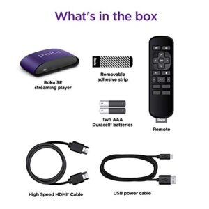 Roku SE Streaming Media Player 3930SE, Fast, High Definition - 1080p Full HD (Includes Remote, Batteries, and High-Speed HDMI Cable) US Warranty