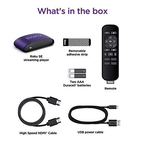 Roku SE Streaming Media Player 3930SE, Fast, High Definition - 1080p Full HD (Includes Remote, Batteries, and High-Speed HDMI Cable) US Warranty