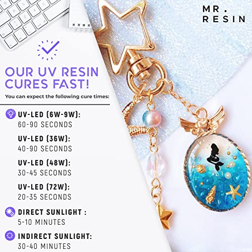 UV Resin - Mr. Resin (250g) Crystal Clear Resin for Crafts : Rock Painting, Molds, Doming,Keychains & Jewelry Making Cures Fast with UV Lamp, LED and Sunlight!
