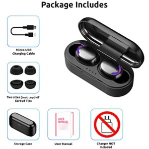 VOLT+ Plus TECH Slim Travel Wireless V5.1 Earbuds Compatible with Vivo Y02 Updated Micro Thin Case with Quad Mic 8D Bass IPX7 Waterproof/Sweatproof (Black)