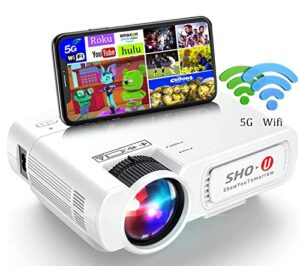 projector portable 5g wifi video-projector [2022 upgraded] movie projector mini projectors 8000:1contrast 9000lumen compatible with full hd 1080p iphone,android,firestick,av,vga,hdmi,usb,tf ‎t5-w800p