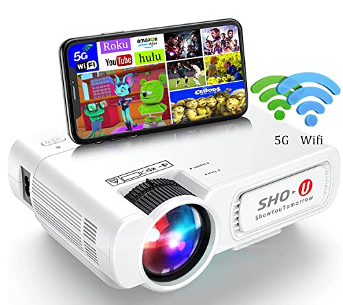 Projector Portable 5G WiFi Video-Projector [2022 Upgraded] Movie Projector Mini projectors 8000:1Contrast 9000Lumen Compatible with Full HD 1080P iPhone,Android,FireStick,AV,VGA,HDMI,USB,TF ‎T5-W800P