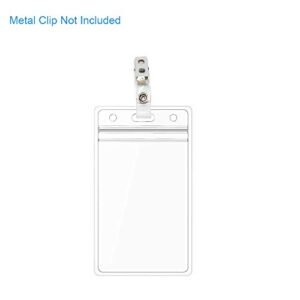 100 Pcs Clear Plastic Vertical Name Badge ID Card Holders