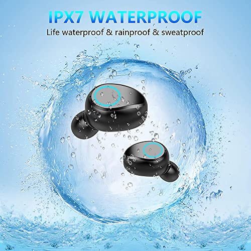 VOLT+ Plus TECH Slim Travel Wireless V5.1 Earbuds Compatible with Motorola Moto G Play (2023) Updated Micro Thin Case with Quad Mic 8D Bass IPX7 Waterproof/Sweatproof (Black)