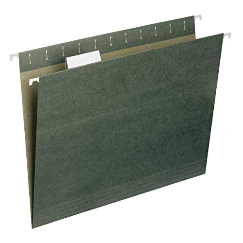 Smead Hanging File Folder with Tab, 1/5-Cut Adjustable Tab, Letter Size, Standard Green, 25 per Box (64055)