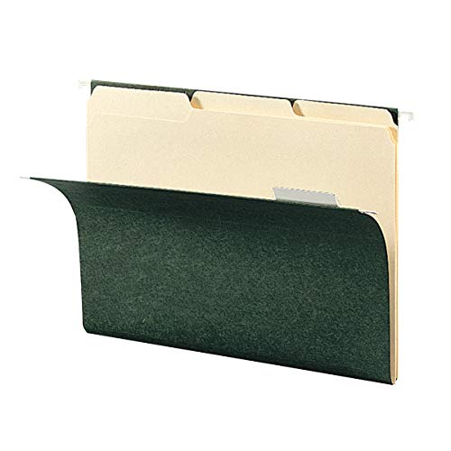 Smead Hanging File Folder with Tab, 1/5-Cut Adjustable Tab, Letter Size, Standard Green, 25 per Box (64055)