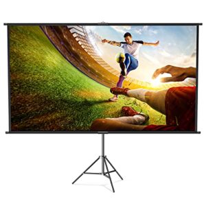 projection screen with stand 120 inch portable projection screen 16:9 4k hd rear projection movie screen with carrying case for indoor outdoor home theater backyard cinema travel (120 inch)