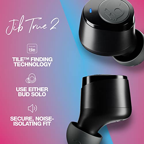 Skullcandy Jib True 2 Wireless Bluetooth Earbuds for iPhone and Android with Microphone / 33 Hour Battery / Charging Case / Great for Gym, Sports, and Gaming / IPX4 Water/Dust Resistant - Black