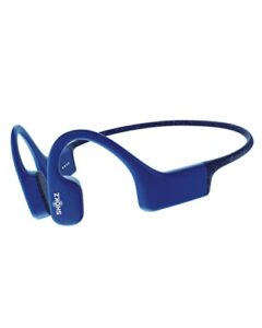 shokz openswim – bone conduction mp3 waterproof headphones for swimming – open-ear wireless headphones, with nose clip and earplug (blue)