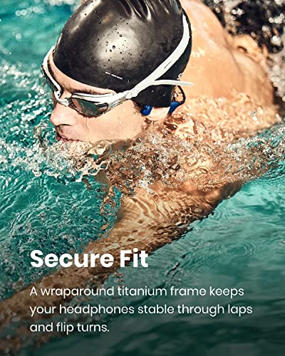 Shokz OpenSwim - Bone Conduction MP3 Waterproof Headphones for Swimming - Open-Ear Wireless Headphones, with Nose Clip and Earplug (Blue)