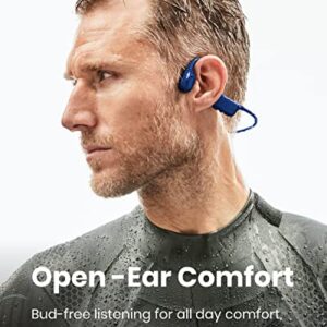 Shokz OpenSwim - Bone Conduction MP3 Waterproof Headphones for Swimming - Open-Ear Wireless Headphones, with Nose Clip and Earplug (Blue)