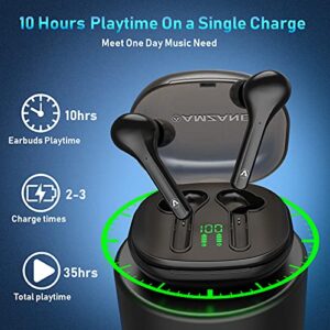 Wireless Earbuds Bluetooth Headphones with Wireless Charging Case and LED Power Display 35Hr Playtime Bass Stereo Sound Earphones Sweatproof Touch Control Built in Mic Headset for Sport Workout Office