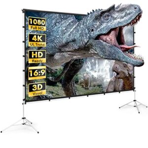 120 inch projector screen with stand,foldable portable projection screen 16:9 4k hd only front projections for home theater backyard cinema office meeting