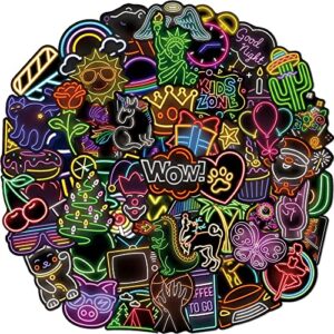 80 pcs cool neon sign vinyl stickers for kids teens waterproof water bottle stickers pack for laptop phone case guitar skateboard helmet bike car decals party favors supplies home decor