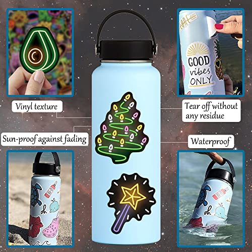 80 Pcs Cool Neon Sign Vinyl Stickers for Kids Teens Waterproof Water Bottle Stickers Pack for Laptop Phone Case Guitar Skateboard Helmet Bike Car Decals Party Favors Supplies Home Decor