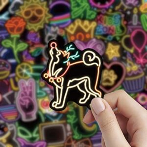 80 Pcs Cool Neon Sign Vinyl Stickers for Kids Teens Waterproof Water Bottle Stickers Pack for Laptop Phone Case Guitar Skateboard Helmet Bike Car Decals Party Favors Supplies Home Decor