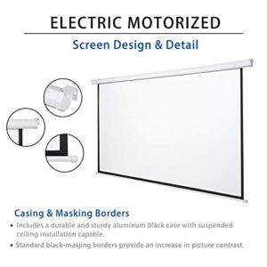 110" Motorized Projector Screen Electric Diagonal Automatic Projection 16:9 HD Movies Screen for Home Theater Presentation Education Outdoor Indoor W/Wireless Remote and Wall/Ceiling Mount (White)