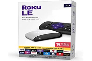 roku le streaming media player 3930s3, fast, high definition – 1080p full hd (includes charging cube, remote, batteries, & high-speed hdmi cable, redbox promo) , white