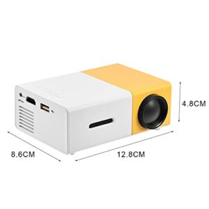 Upgraded Mini Projector, Asixx LED Portable Projector Full HD Mini Video Projector Support 1080P HDMI, AV, USB for Home Cinema, TVs, Laptops, Games, iPhone Android Smartphones(White Yellow