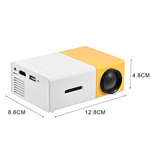 Upgraded Mini Projector, Asixx LED Portable Projector Full HD Mini Video Projector Support 1080P HDMI, AV, USB for Home Cinema, TVs, Laptops, Games, iPhone Android Smartphones(White Yellow