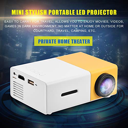 Upgraded Mini Projector, Asixx LED Portable Projector Full HD Mini Video Projector Support 1080P HDMI, AV, USB for Home Cinema, TVs, Laptops, Games, iPhone Android Smartphones(White Yellow